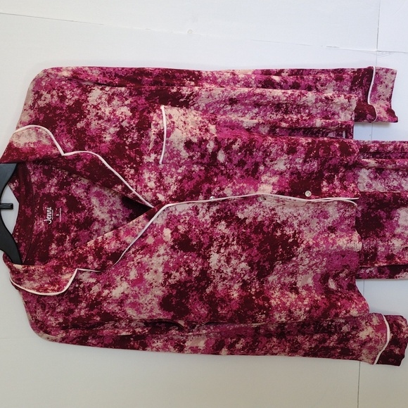 Jenni Pajama Set Women's S‎ Pink Tie Dye Long Sleeve Notch Collar Soft Lounge - Picture 2 of 10